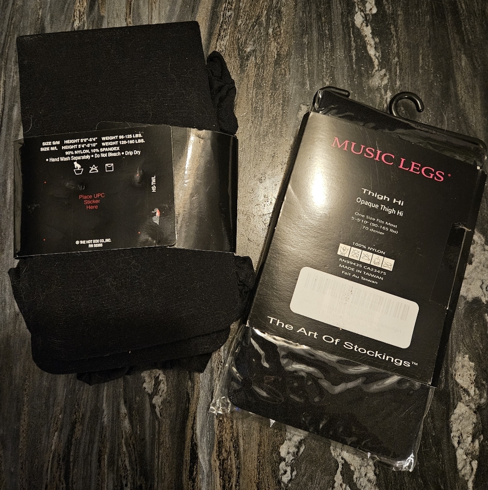 NWT Music Legs Thigh Highs & Hot Sox Tights Bundle Black - Picture 2 of 4